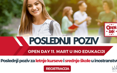 Poslednji poziv za letnje kurseve i srednje škole u inostranstvu – OPEN DAY 11. marta u Ino Edukaciji!